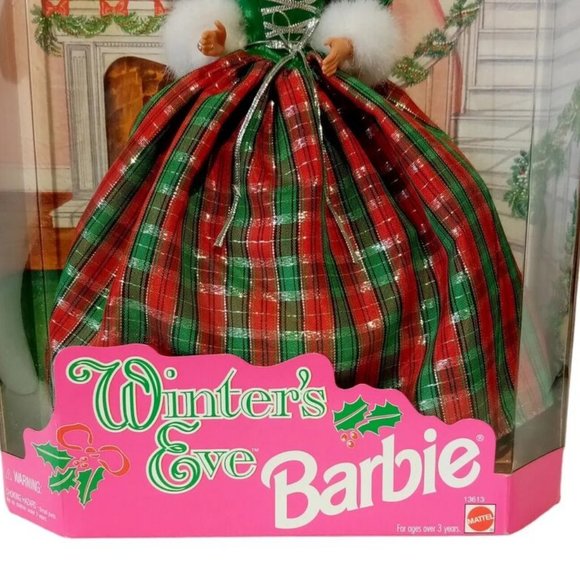 Winter's Eve Barbie #13613  Vintage 1994  NRFB  Plaid Gown   Doll-Mint   Box-VGC - Picture 2 of 11